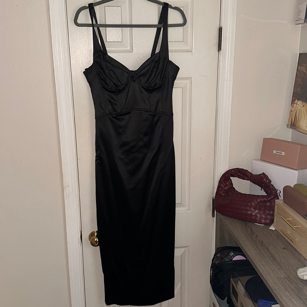 BLACK ZARA MIDI CORSET DRESS